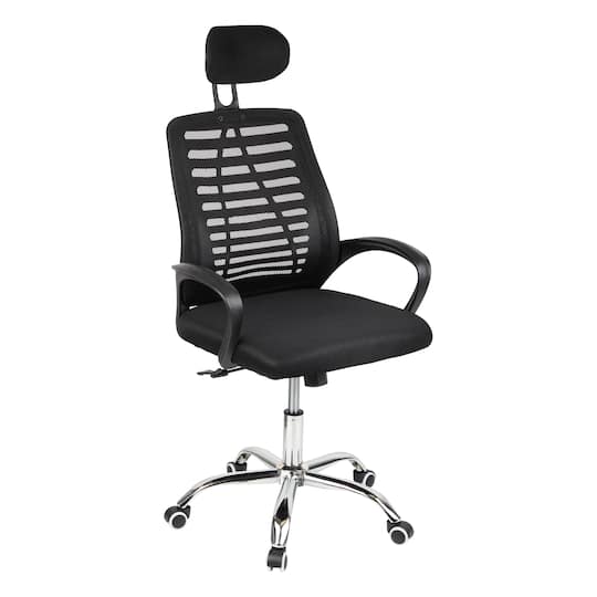 Mind Reader Office Chair with Wheels, Height Adjustable, Desk Chair, Office, 24"L x 20"W x 44-50"H, Black